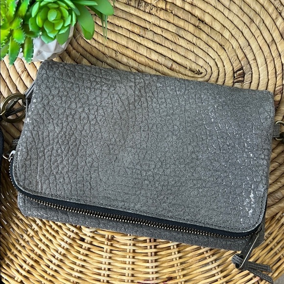 Kipling Handbags - Kipling Crossbody Bag Leather Metallic Gray